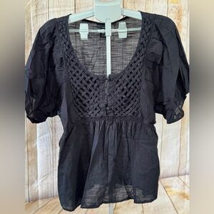 APOSTROPHE woman plus 16-18W black Top tunic lattice design